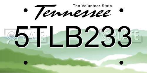 5TLB233 Tennessee License Plate