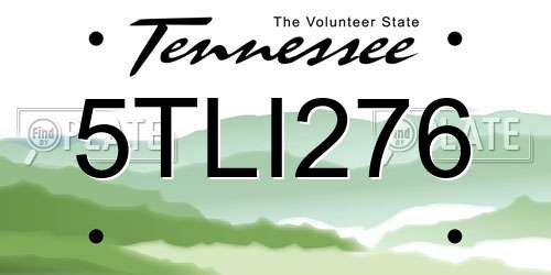 5TLI276 Tennessee License Plate