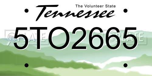 5TO2665 Tennessee License Plate