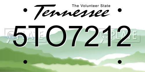 5TO7212 Tennessee License Plate