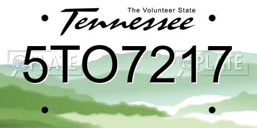 5TO7217 Tennessee License Plate