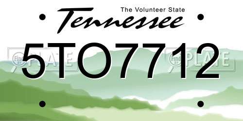 5TO7712 Tennessee License Plate