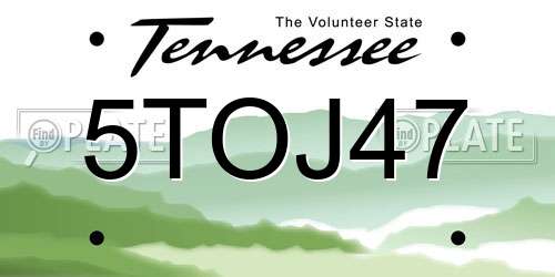 5TOJ47 Tennessee License Plate