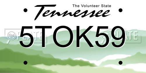 5TOK59 Tennessee License Plate