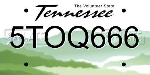 5TOQ666 Tennessee License Plate