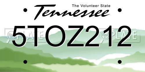 5TOZ212 Tennessee License Plate
