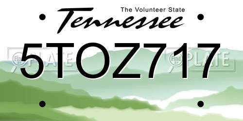 5TOZ717 Tennessee License Plate