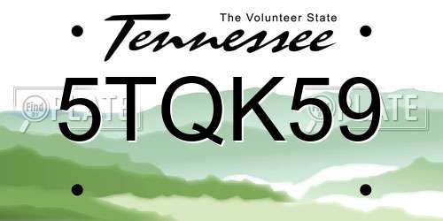 5TQK59 Tennessee License Plate