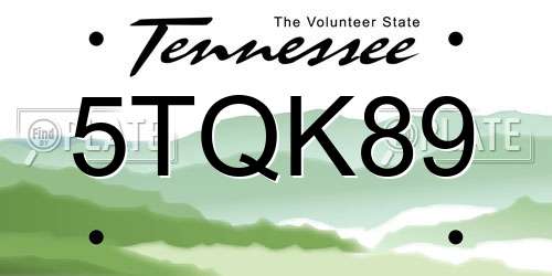 5TQK89 Tennessee License Plate