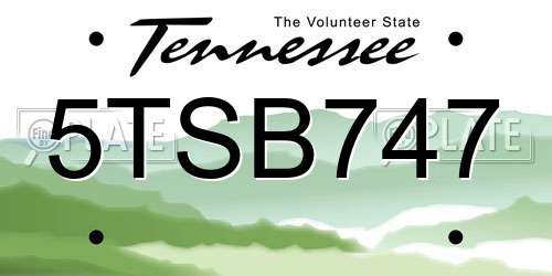 5TSB747 Tennessee License Plate