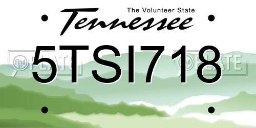 5TSI718 Tennessee License Plate