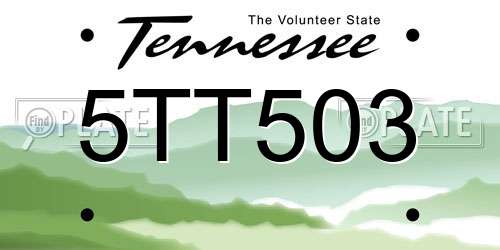 5TT503 Tennessee License Plate
