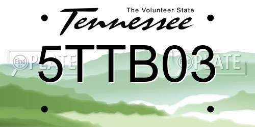 5TTB03 Tennessee License Plate