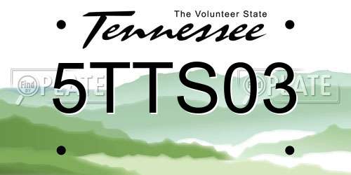 5TTS03 Tennessee License Plate