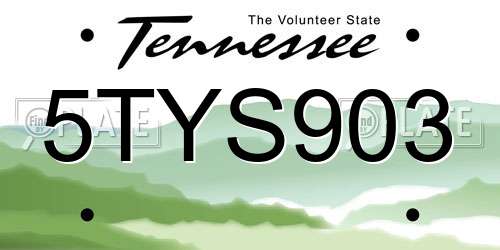5TYS903 Tennessee License Plate