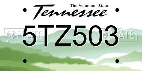 5TZ503 Tennessee License Plate