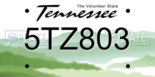 5TZ803 Tennessee License Plate