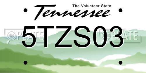 5TZS03 Tennessee License Plate