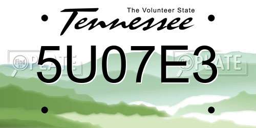 5U07E3 Tennessee License Plate