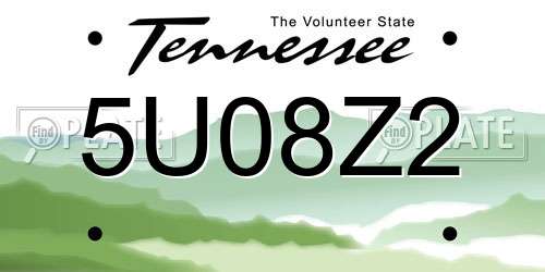 5U08Z2 Tennessee License Plate