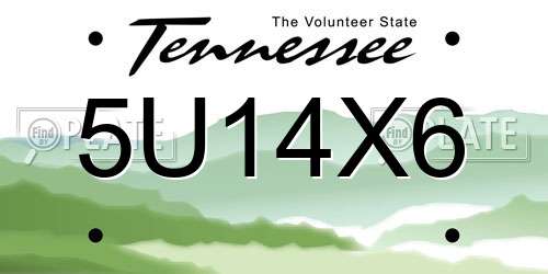5U14X6 Tennessee License Plate
