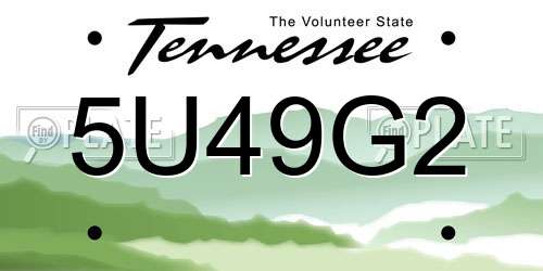 5U49G2 Tennessee License Plate