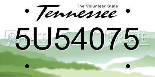 5U54075 Tennessee License Plate