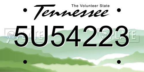 5U54223 Tennessee License Plate