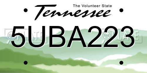 5UBA223 Tennessee License Plate