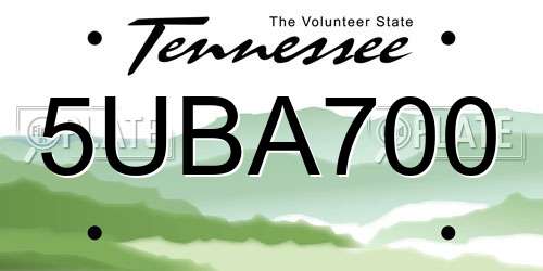 5UBA700 Tennessee License Plate