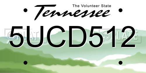 5UCD512 Tennessee License Plate