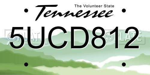 5UCD812 Tennessee License Plate