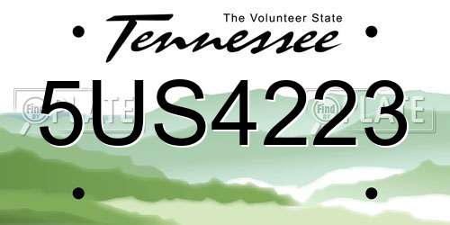 5US4223 Tennessee License Plate