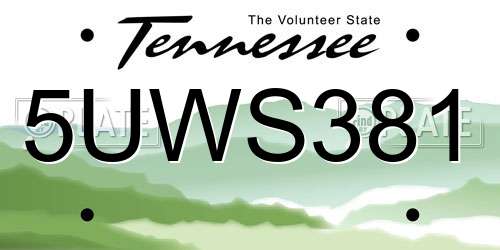 5UWS381 Tennessee License Plate