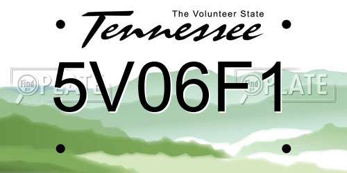 5V06F1 Tennessee License Plate