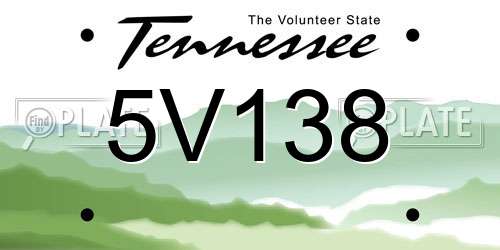 5V138 Tennessee License Plate
