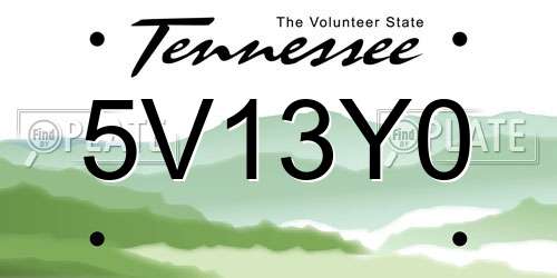 5V13Y0 Tennessee License Plate