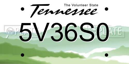 5V36S0 Tennessee License Plate