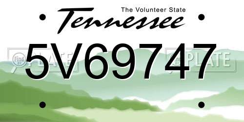 5V69747 Tennessee License Plate