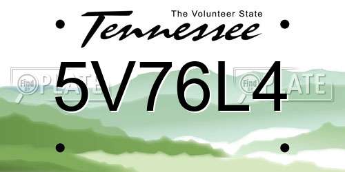 5V76L4 Tennessee License Plate