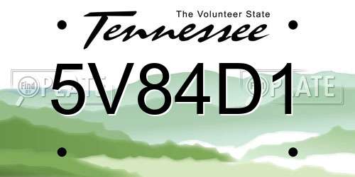 5V84D1 Tennessee License Plate