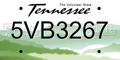 5VB3267 Tennessee License Plate