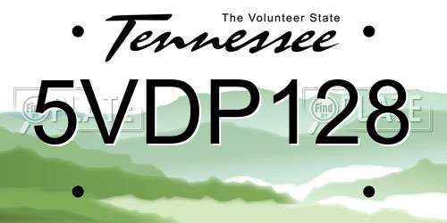 5VDP128 Tennessee License Plate