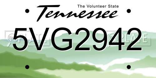 5VG2942 Tennessee License Plate