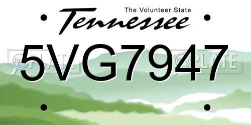 5VG7947 Tennessee License Plate