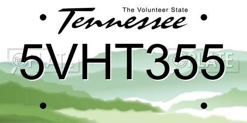 5VHT355 Tennessee License Plate
