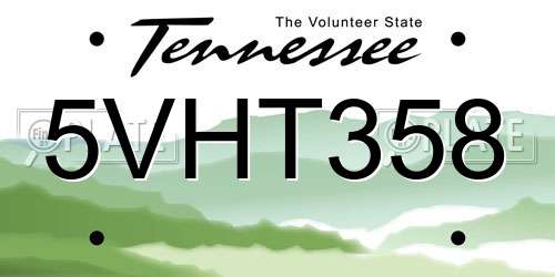 5VHT358 Tennessee License Plate