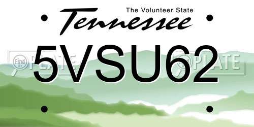 5VSU62 Tennessee License Plate