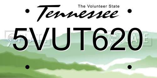 5VUT620 Tennessee License Plate