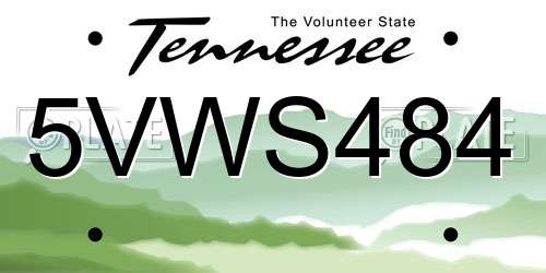 5VWS484 Tennessee License Plate